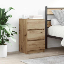 Berkfield Bedside Cabinet with 3 Drawers Artisan Oak 39x35x65 cm