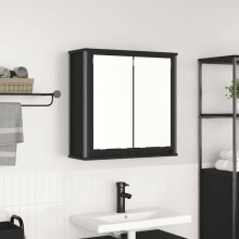 Berkfield Bathroom Wall Cabinet with Mirror Black Oak 60x21x60 cm