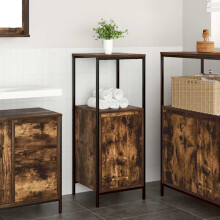 Berkfield Bathroom Cabinet with Shelves Smoked Oak 36x35x95 cm