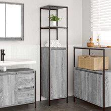 Berkfield Bathroom Cabinet with Shelves Grey Sonoma 36x35x165 cm