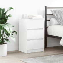 Berkfield Bedside Cabinet with 3 Drawers White 39x35x65 cm