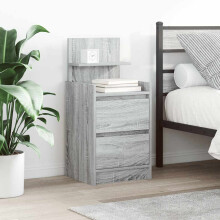 Berkfield Bedside Cabinet with 2 Drawers Grey Sonoma 38x34x80 cm