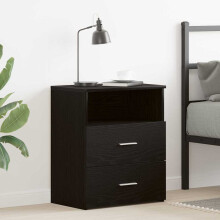 Berkfield Nightstand with Drawer Black Oak 50 x 32 x 60cm Engineered Wood