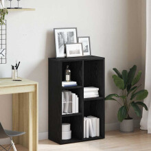 Berkfield Bookcase Black Oak 50x25x80 cm Engineered Wood