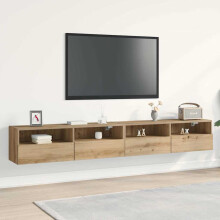 Berkfield TV Wall Cabinet Wall-mounted 2 pcs Artisan oak 100 x 30 x 30 cm