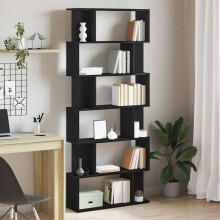 Berkfield Bookcase Black Oak 80x24x190.5 cm Engineered Wood