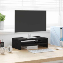 Berkfield Monitor Stand Black Oak 42x24x13 cm Engineered Wood