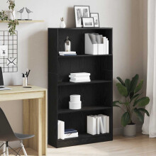 Berkfield 4-Tier Bookcase Black Oak 80x24x143 cm Engineered Wood