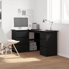 Berkfield Desk with Drawer Black Oak 145 x 100 x 76 cm Engineered Wood