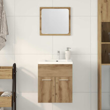 Berkfield 2 Piece Bathroom Furniture Set Artisan Oak Engineered Wood