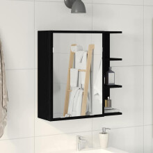 Berkfield Bathroom Mirror Cabinet with Door Black Oak 62.5 x 20.5 x 64 cm
