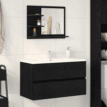 Berkfield Bathroom Mirror Black Oak 60x10.5x45 cm Engineered Wood