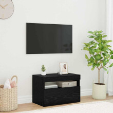 Berkfield TV Cabinet with LED Black Oak 60 x 35 x 40 cm Engineered Wood