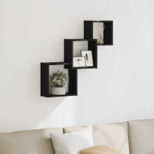 Berkfield Wall Cube Shelves Black Oak 68x15x68 cm Engineered Wood