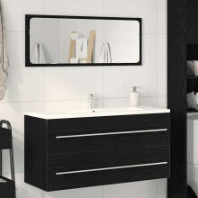 Berkfield Bathroom Sink Cabinet Black Oak 100x38.5x48 cm Engineered Wood