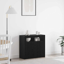 Berkfield Sideboard Black Oak 80 x 35 x 75 cm Engineered Wood