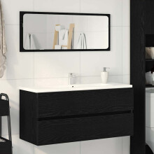 Berkfield Sink Cabinet Black Oak 100x38.5x45 cm Engineered Wood