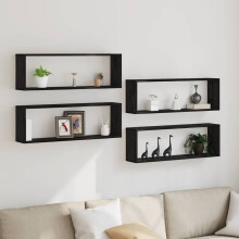 Berkfield Wall Shelves 4 pcs Black Oak 80 x 15 x 26 cm Engineered Wood
