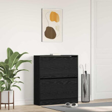 Berkfield Shoe Cabinet Black Oak 80 x 21 x 87.5 cm Engineered Wood