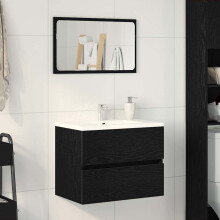 Berkfield Bathroom Sink Cabinet with Drawer Black Oak 60 x 38.5 x 45 cm