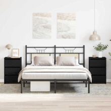 Berkfield Bedside Cabinet with Drawer 2 pcs Black Oak 40 x 35 x 62.5 cm