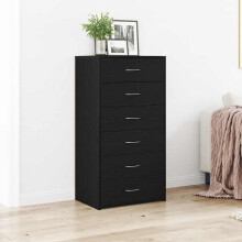 Berkfield Sideboard with 6 Drawers Black Oak 50x34x96 cm Engineered Wood