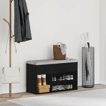 Berkfield Shoe Bench with Shelf Black Oak 80 x 30 x 45 cm Engineered Wood