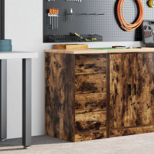 Berkfield Garage Storage Cabinet Smoked Oak 40x51x85 cm Solid Wood Pine