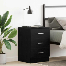 Berkfield Bedside Cabinet Black Oak 38x35x55 cm Engineered Wood