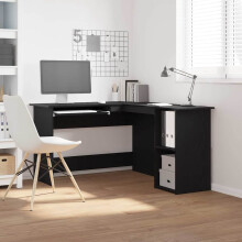 Berkfield Corner Desk Black Oak 120 x 140 x 75 cm Engineered Wood