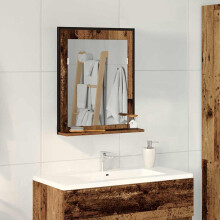 Berkfield Mirror Old wood 50 x 12 x 60 cm Glass and Engineered Wood