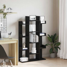 Berkfield Bookcase Black Oak 86 x 25.5 x 140 cm Engineered Wood