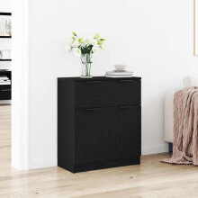 Berkfield Sideboard with Drawer Black Oak 60 x 30 x 70 cm Engineered Wood