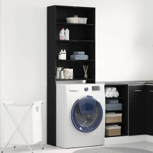Berkfield Washing Machine Cabinet Black Oak 64 x 24 x 190 cm