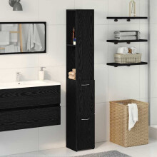 Berkfield Bathroom Cabinet Black Oak 25 x 25 x 170 cm Engineered Wood