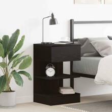 Berkfield Bedside Cabinet Black Oak 40 x 35 x 65 cm Engineered Wood