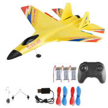 RC Airplane Su27 Fighter Jet 2 Channel 2.4GHz with 3 Batteries, Beginner Friendly Long Flight EPP Foam Plane
