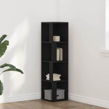 Berkfield Corner Shelves Black Oak 33 x 33 x 132 cm Engineered Wood