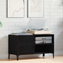 Berkfield Record Cabinet Black Oak 84.5 x 38 x 48 cm Engineered Wood