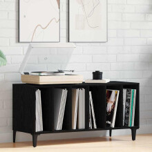 Berkfield Record Cabinet Black Oak 100 x 38 x 48 cm Engineered Wood
