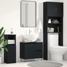 Berkfield Bathroom Sink Cabinet Black Oak 65 x 33 x 60 cm Engineered Wood