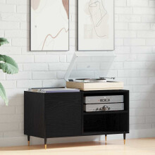 Berkfield Record Cabinet Black Oak 85 x 38 x 48 cm Engineered Wood