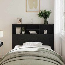 Berkfield Headboard Cabinet Black Oak 120 x 19 x 103.5 cm Engineered Wood