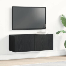 Berkfield TV Cabinet 2 pcs Black Oak 80 x 30 x 30 cm Engineered Wood