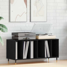 Berkfield Record Cabinet Black Oak 100 x 38 x 48 cm Engineered Wood
