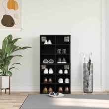 Berkfield Shoe Cabinet 2 pcs Black Oak 52 x 30 x 50.5 cm Engineered Wood