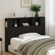 Berkfield Headboard Cabinet with Storage Black Oak Engineered Wood