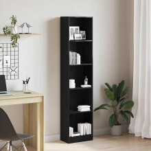 Berkfield Bookcase Black Oak 40x24x176 cm Engineered Wood