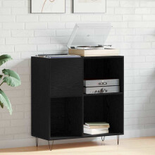 Berkfield Record Cabinet Black Oak 85 x 38 x 89 cm Engineered Wood