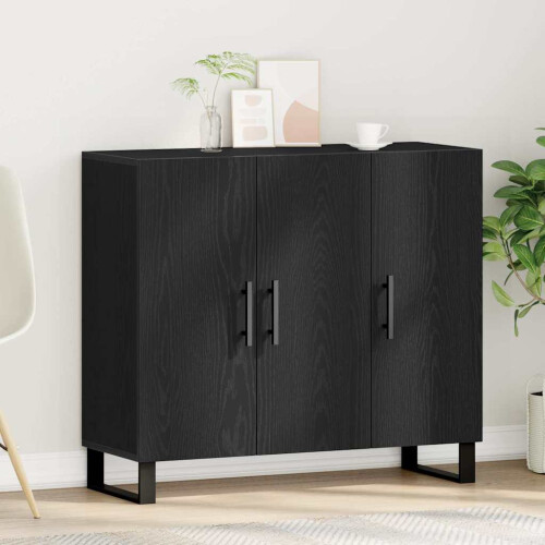 Berkfield Sideboard Black Oak 90 x 34 x 80 cm Engineered Wood